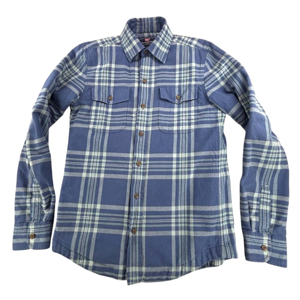 Vineyard Vines Plaid Classic Shirt Jacket XS 100% Cotton Blue & White Shacket